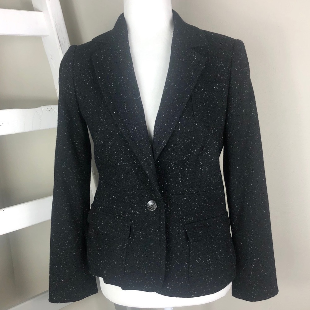 SAKS FIFTH AVE Wool Silk Blend Speckled Blazer 4